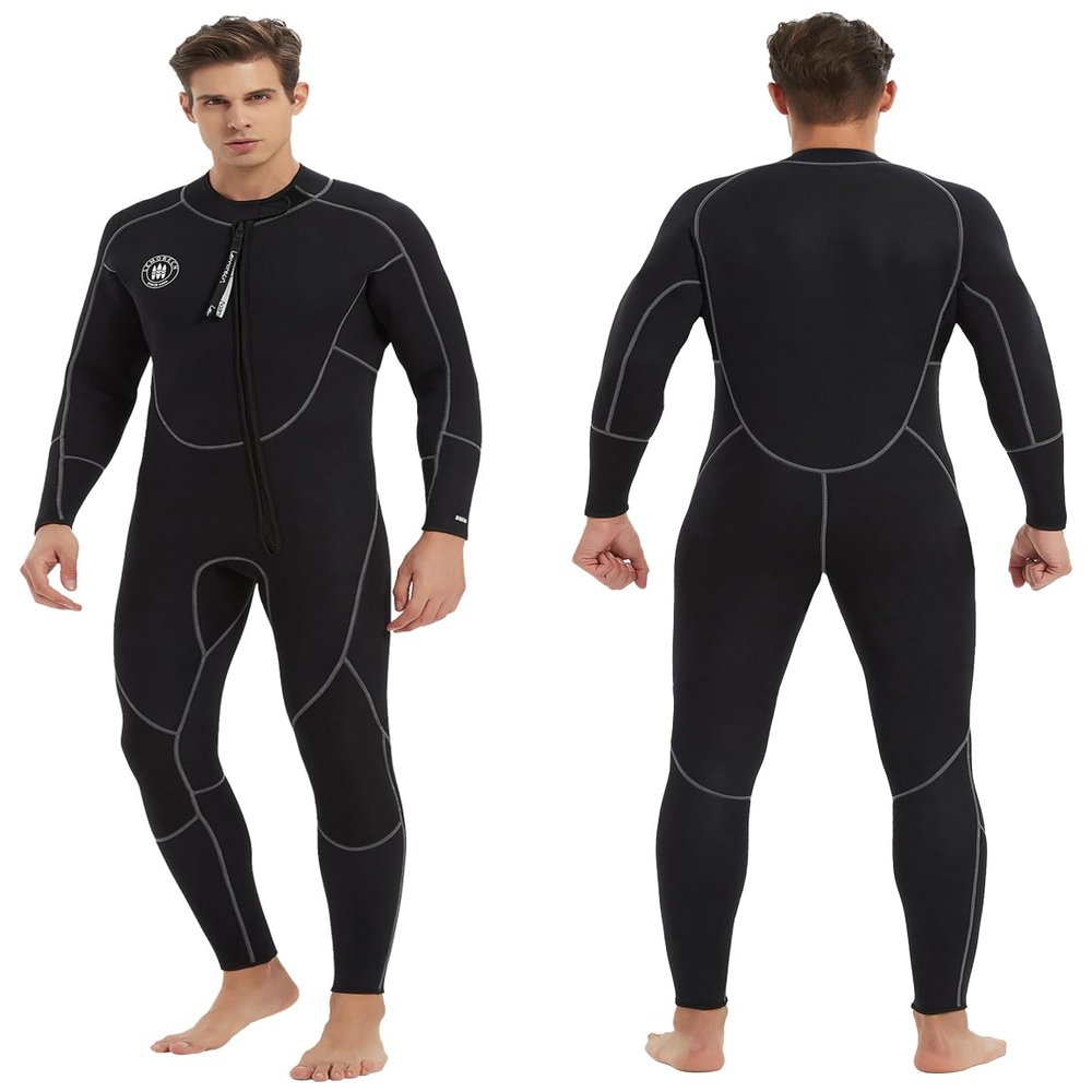 Lemorecn Wetsuits Mens Front Zip Neoprene 3mm Full Suit(3040black-3XL)