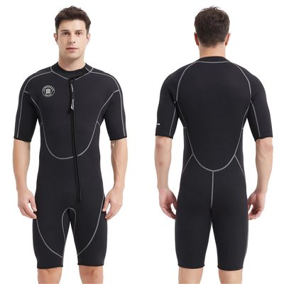 Lemorecn Wetsuits Mens Front Zip Neoprene 3mm Shorty Diving Suit(3016black-XL)