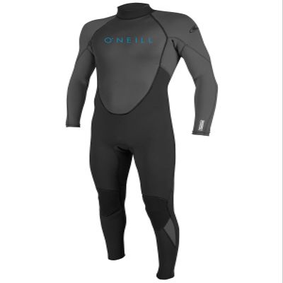 O'Neill Youth Reactor-2 3:2mm Back Zip Full Wetsuit, Lightweight Warmth and Flexibility for All Water Activities, Black/Graphite, 10