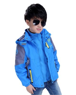 Bakerdani Boys Three-in-one Detachable Jacket Windproof Warm Two-piece Coat