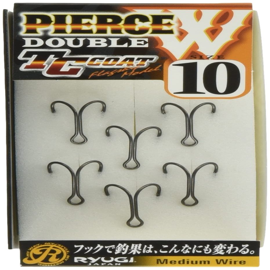 Ryugi Double Hook Pierced TC Coat #10 (Pack of 6) - Ryugi Fishing Hooks