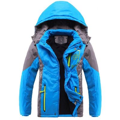 Bakerdani boys Cotton-padded with Velvet Jacket Boys Waterproof Hooded Warm Coat