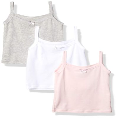 Maidenform girls Cami 3pk Training Bra, Wht/Heather Grey/Pink Hue, Small US