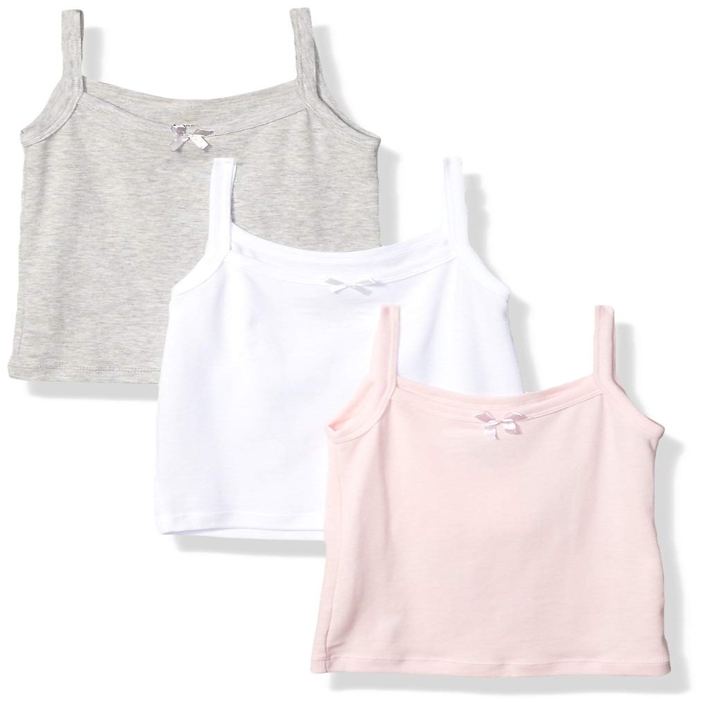 Maidenform girls Cami 3pk Training Bra, Wht/Heather Grey/Pink Hue, Small US
