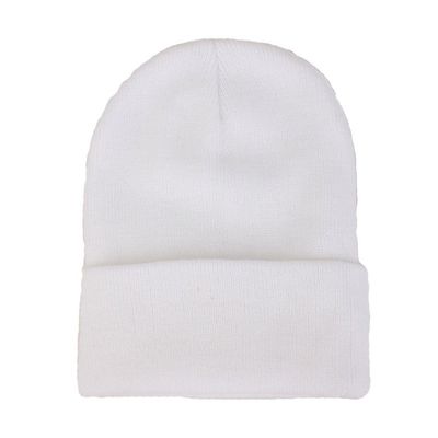 CANCA Unisex Cuff Warm Winter Hat Knit Plain Skull Beanie Toboggan Knit Hat/Cap (White)