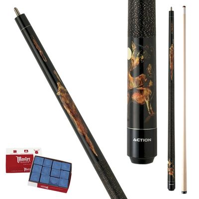 Action Adventure ADV85 Black Wolf Pool Cue Stick with 12 pieces of Master Billiard Chalk (20)