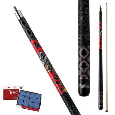 Action Mayhem MAY22 Joker & Black Cards Pool Cue Stick with 12 pieces of Master Billiard Chalk (20)