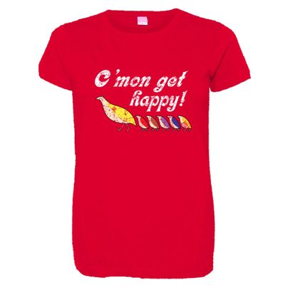 Womens Come On Get Happy Partridge HQ Tee-Red-XL