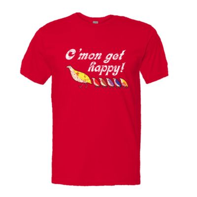 Mens Come On Get Happy Partridge HQ Tee-Red-S