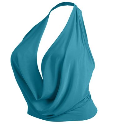 J. LOVNY Womens Womens Lightweight Low Cut Halter Top S-3XL Turquoise