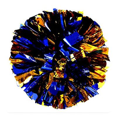 PUZINE 2pack 13" Cheerleading Pom Poms with New Handle for Team Spirit Sports Dance Cheering Kids Adults 100g (Blue with Gold)