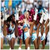 PUZINE 2pack 13" Cheerleading Pom Poms with New Handle for Team Spirit Sports Dance Cheering Kids Adults 100g (Blue with Gold) view 2