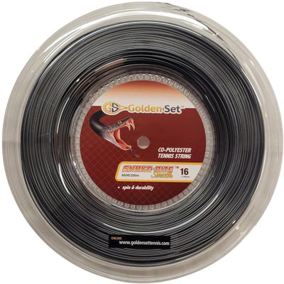 Golden Set Snake-Bite Smooth 16g (1.25mm), Reel (660ft/200m), Polyester Tennis String (Black)