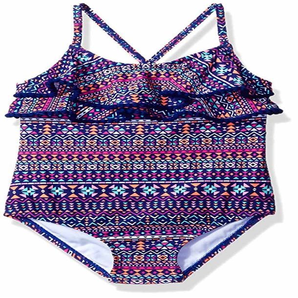Carter's Little Girls Tribal Ruffle 1-pc Swimsuit, Purple (4)