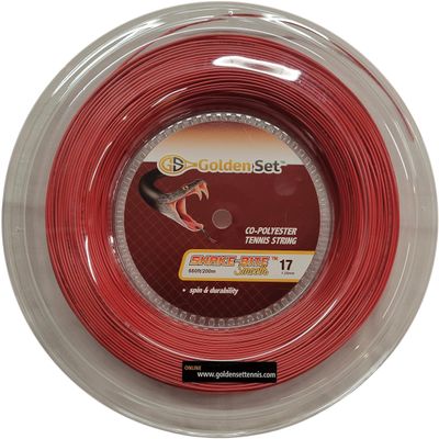 Golden Set Snake-Bite Smooth 17g (1.25mm), Reel (660ft/200m), Polyester Tennis String (Red)