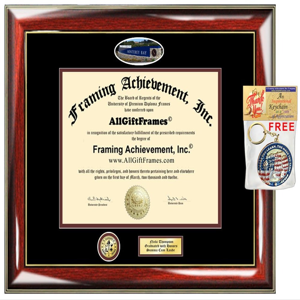 AllGiftFrames CSUMB Diploma Frame with Personalized Engraved California State University Monterey Bay Custom Degree Frame Logo Insignia Certificate Framing Case Graduation Gift College Campus Picture