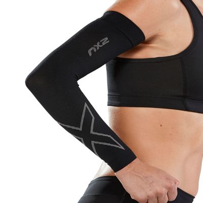 2XU Unisex Compression Flex Arm Sleeves - Muscle Support for Enhanced Sports Performance and Recovery - Black/Grey - Size X-Large