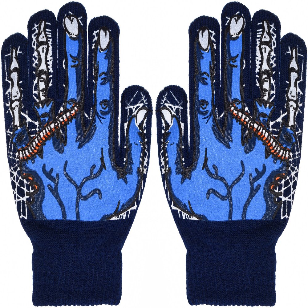 Polar Wear Boys Scary Skeleton Monster Knit Glove Set For Winter (B6B1568 Monster Navy2)