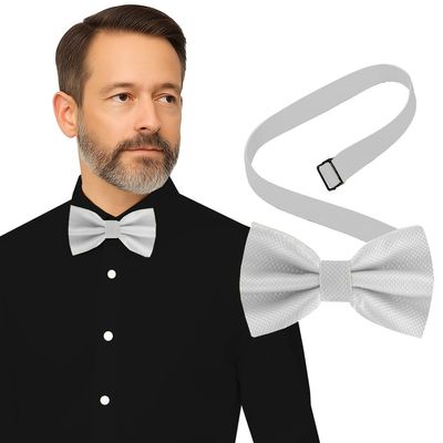 Bow Tie for Men Polyester Solid Pretied Bowties Adjustable Tuxedos Bowtie for Weddings & Grooms Gift  Bow Ties for Women (1, Gray)