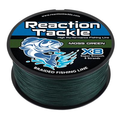 Reaction Tackle Braided Fishing Line - 8 Strand Moss Green 200LB 500yd
