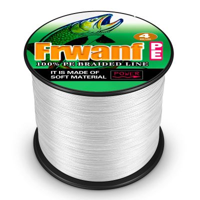 Frwanf Braided Fishing Line 4 Strands Super Strong PE Fishing String ExtremePower Fishing Braid Line for Saltwater and Fresh Water 15LB Test 100M/109Yards White