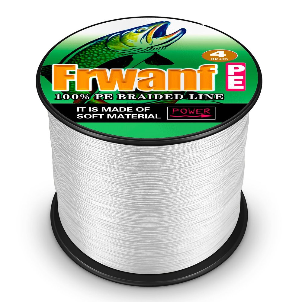 Frwanf Braided Fishing Line 4 Strands Super Strong PE Fishing String ExtremePower Fishing Braid Line for Saltwater and Fresh Water 15LB Test 100M/109Yards White