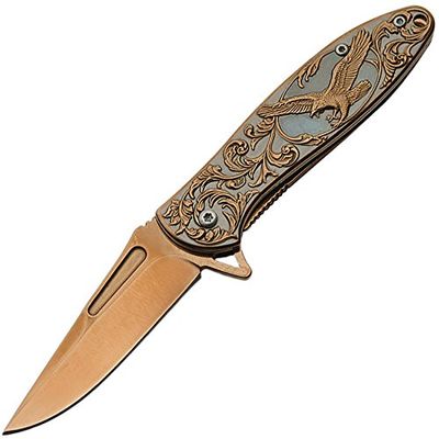 Szco Supplies 4 Titanium Rose Gold Eagle Spring-Assisted Pocket Folding Knife