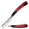 Dark Side Blades - Razor Style Folding Pocket Knife  Satin Finish Stainless Steel Blade w/Red & Black Grim Reaper Design Aluminum Handle, EDC, Shave, Shaving, Fantasy, Collectible, DS-016RD view 1