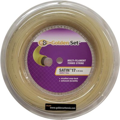 Golden Set Satin 17g (1.30mm), Reel (360ft/110m), Natural, Multi-Filament Tennis String