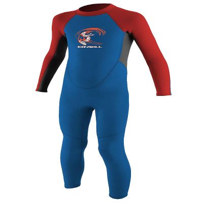 O'Neill Toddler Reactor-2 2mm Back Zip Full Wetsuit, Lightweight Warmth and Flexibility for All Activities, Ocean/Graphite/Red, 2