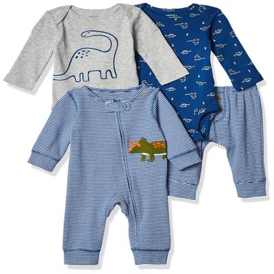 Carter's Baby Boy's 4-Piece Gift Set Pants, Blue Dino, 6 Months
