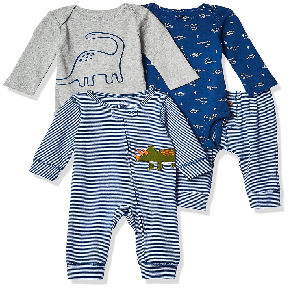 Carter's Baby Boy's 4-Piece Gift Set Pants, Blue Dino, 6 Months