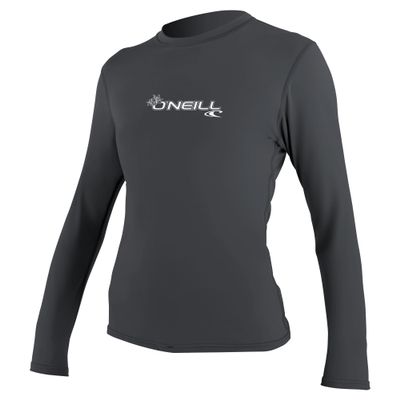 O'Neill Women's Basic Skins Upf 50+ Long Sleeve Sun Shirt, Graphite, Medium