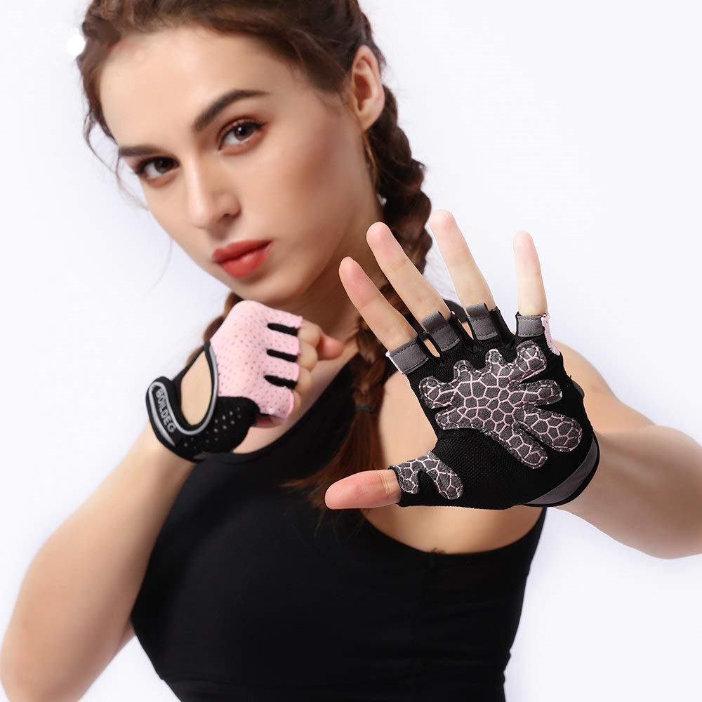 Anti-Slip Workout Gloves Designed for Men & Women Fitness Gloves Gym Gloves Weight Lifting Gloves Weight Training Gloves Weightlifting Gloves (Pink, XL)