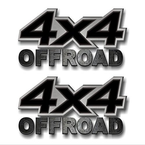2-4x4 Offroad Brushed Print Effect Black Vinyl 13" Decals for Truck Box Stickers (2 Decal Set - Black)