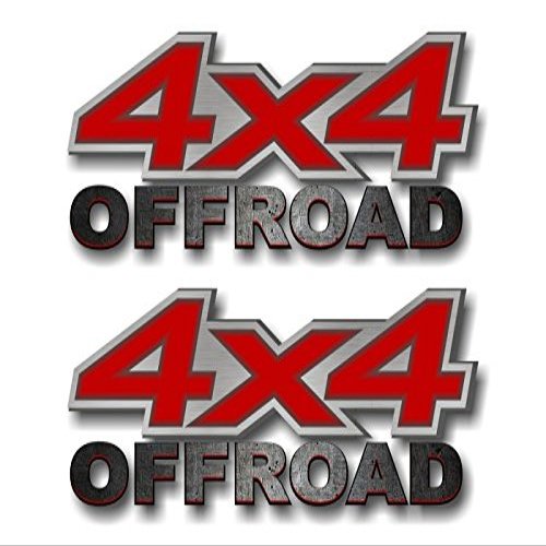 2-4x4 Offroad Brushed Print Effect RED Vinyl 13" Decals for Truck Box Stickers (Red)