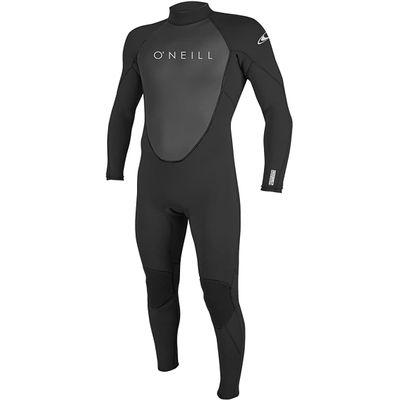 O'Neill Men's Reactor-2 3:2mm Back Zip Full Wetsuit, Lightweight Warmth and Flexibility for Surfing and All Water Activities, Black/Black, X-Large Short