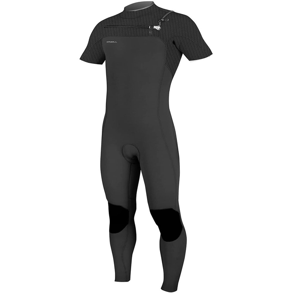 O'Neill Men's Hyperfreak 2mm Chest Zip Short Sleeve Full Wetsuit, Black, Medium