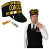 Nicky Bigs Novelties Train Engineer Conductor Hat And Whistle Set Adjustable Size Adult Costume Accessory (53-60 cm) Black & Gold Trim | Halloween, Christmas, Express Train Theme view 1