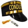 Nicky Bigs Novelties Train Engineer Conductor Hat And Whistle Set Adjustable Size Adult Costume Accessory (53-60 cm) Black & Gold Trim | Halloween, Christmas, Express Train Theme view 2