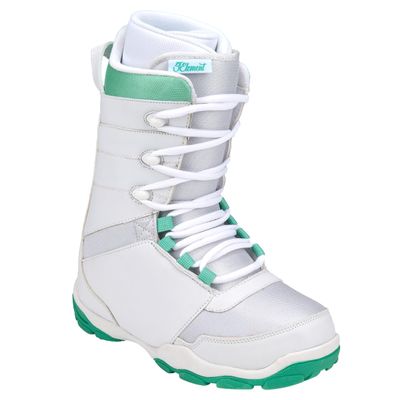 5th Element Lace Up and Dial Snowboard Boots for Women-Compatible with Strap Snowboard Bindings with Waterproof Liners-All Mountain Snowboarding Womens Sizes (White/Teal, 10.0)