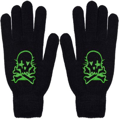 Polar Wear Boys Scary Skeleton Monster Knit Glove Set For Winter (B2264 Skull/Crossbones Green)