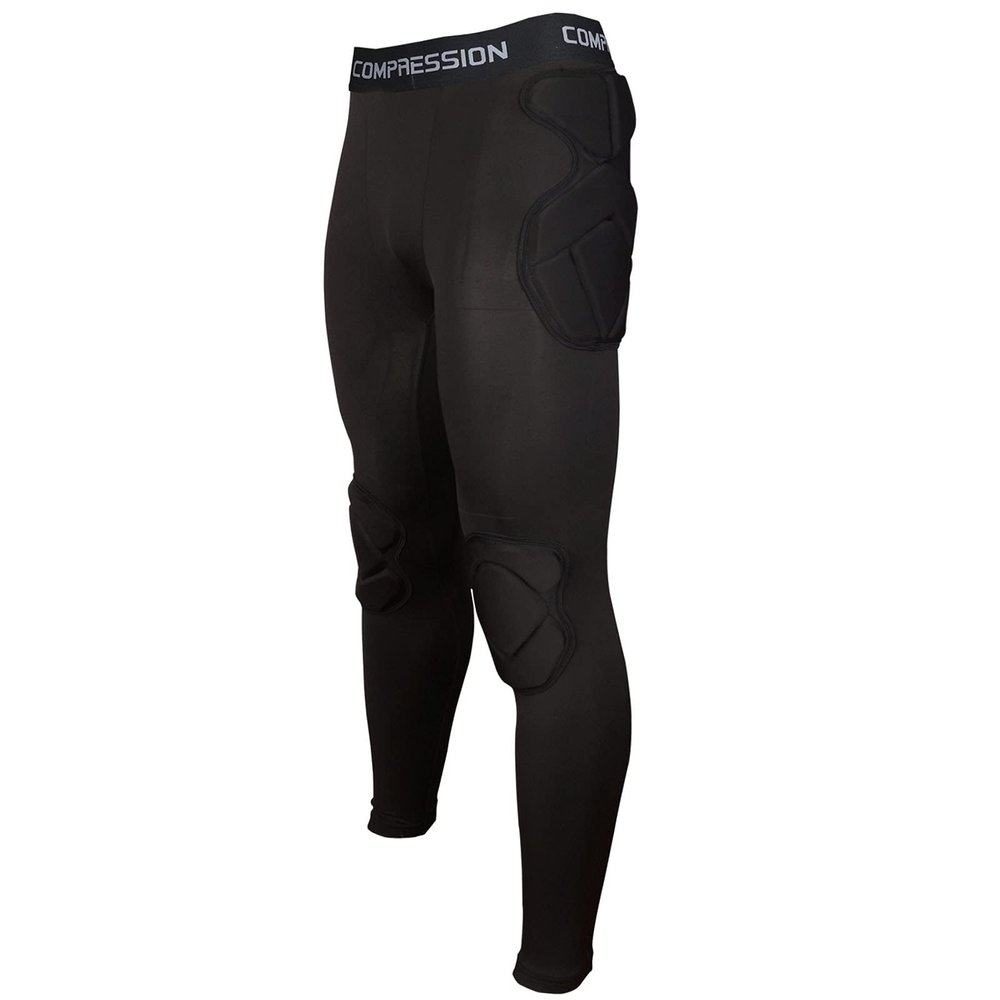 Jellybro Mens Padded Compression Pants Football Girdles Athletic Leggings for Soccer Basketball Paintball Hockey(Black,XL)