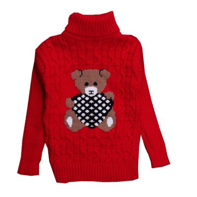FTSUCQ Girls Cartoon Turtle Neck Knitted Christmas Pullover Sweater,Red 140