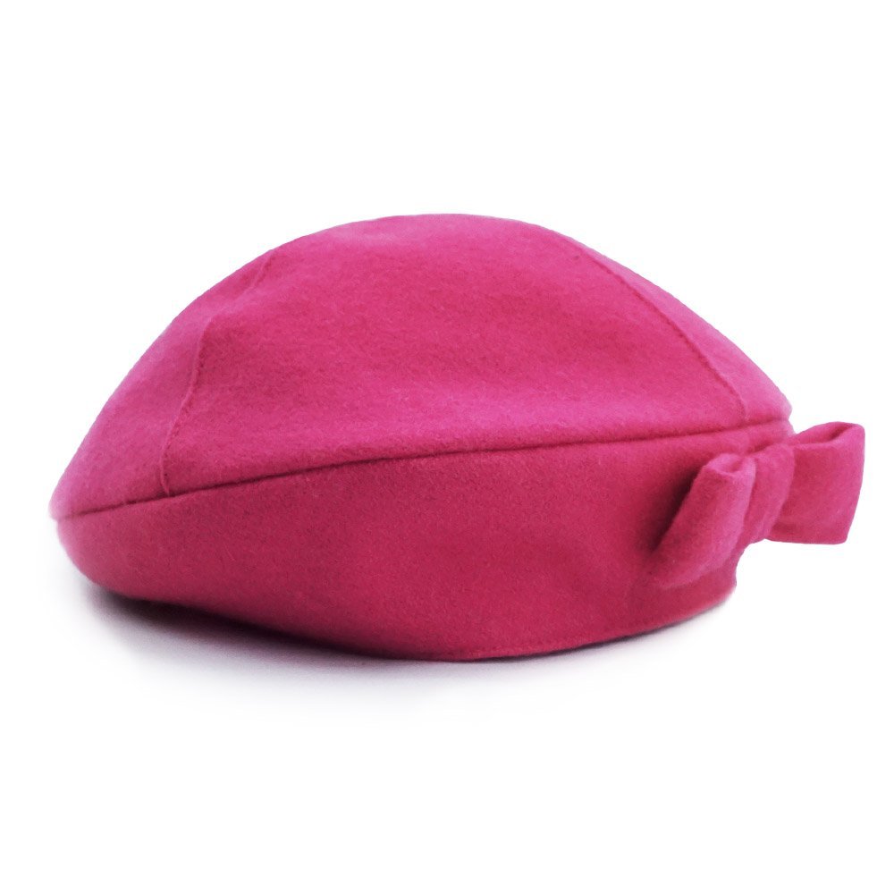 Keepersheep Baby Girls' Lovely Cute Beanie Hat, Baby Girls' Berets Hat with Bowknot (Fushia, 12-18 Months)