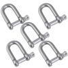 5pcs Screw Pin Anchor D Shackle 304 Stainless Steel European Style Marine Grade Hardware Chain Ring (M6) view 2