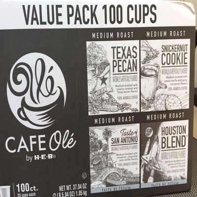CAFE OL 100 cups- Cafe Ole Value Pack-Texas Pecan, San Antonio, Houston, and Snickernut--100 cups