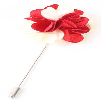 Flairs New York Gentleman's Essentials Premium Handmade Flower Lapel Pin Boutonniere (Pack of 1 Pin, Crimson Red/White [2 Tones Daisy])