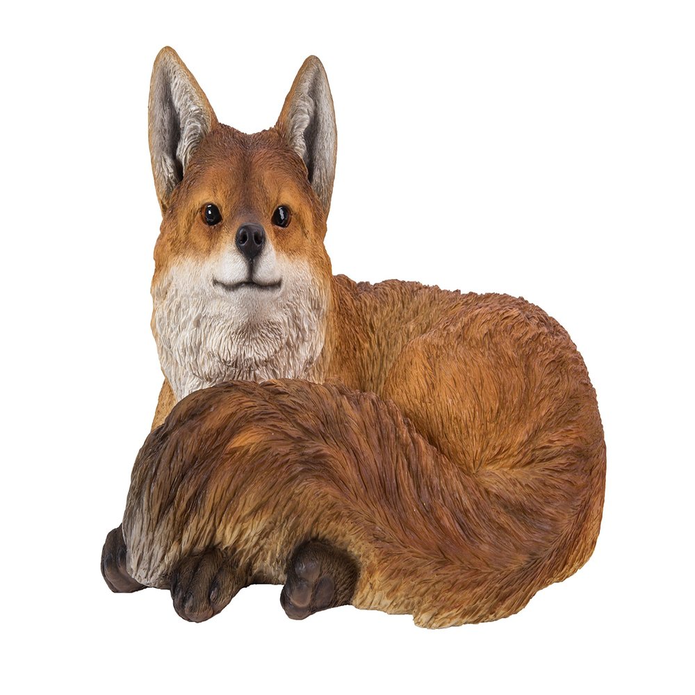 Hi-Line Polyresin Fox Laying Down Statue, 10-inches Height, Brown