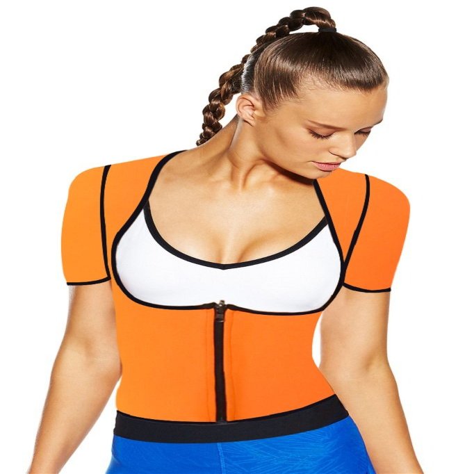 Bakerdani Womens Reversible Wearing Quality Body Building Workout Shaping Suit with Open Bust and Short Sleeves